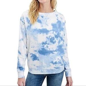 Splendid Women’s Sky Blue Tie-Dye Waffle Knit Oversized Thermal, Size Medium
